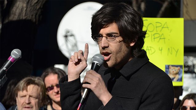 Aaron Swartz durante la campagna contro la SOPA