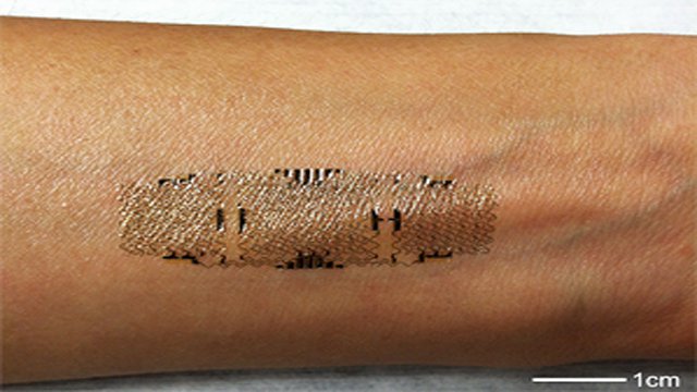 Un esempio di tatuaggio elettronico stampato sull'avambraccio