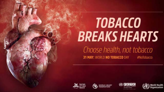 Il banner della giornata mondiale senza tabacco 2018