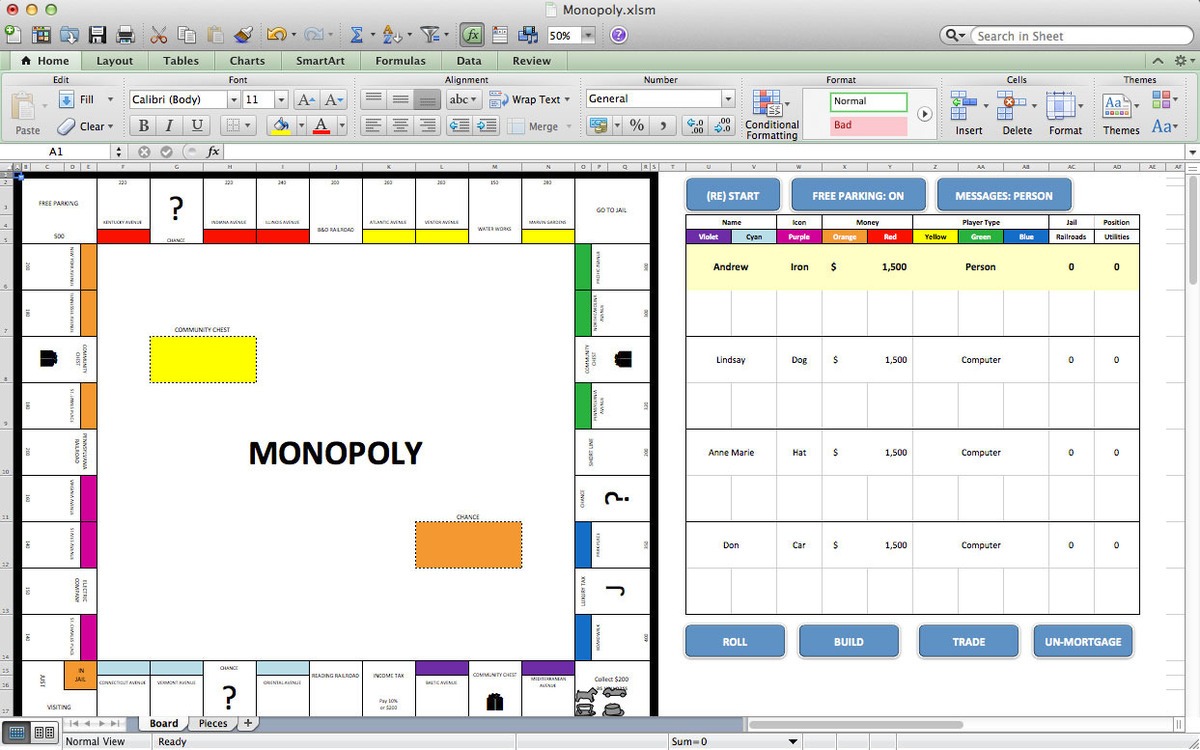 Monopoli su Excel