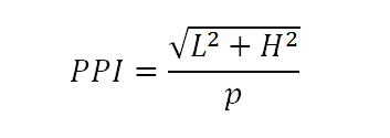 Formula per calcolare densità pixel schermo