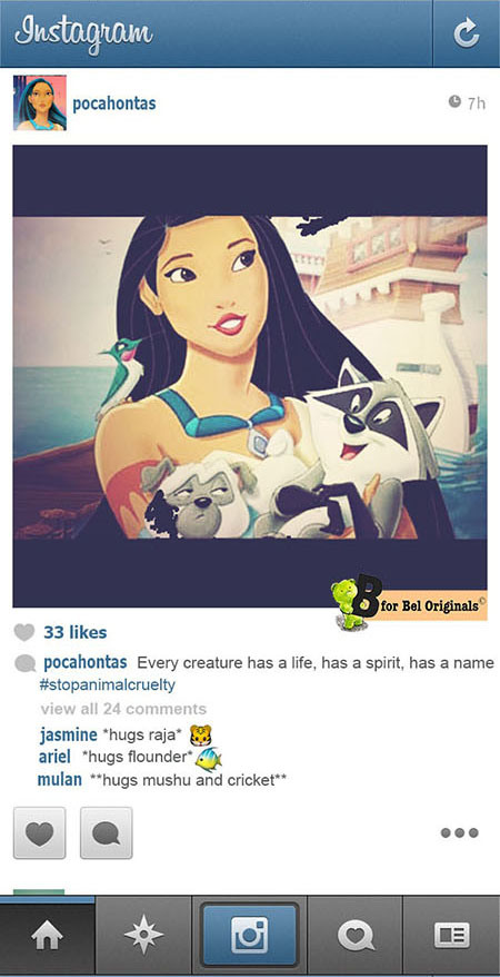 Pocahontas su Instagram