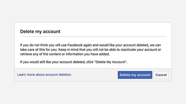 Come cancellare account Facebook