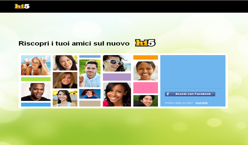 Homepage del social network hi5
