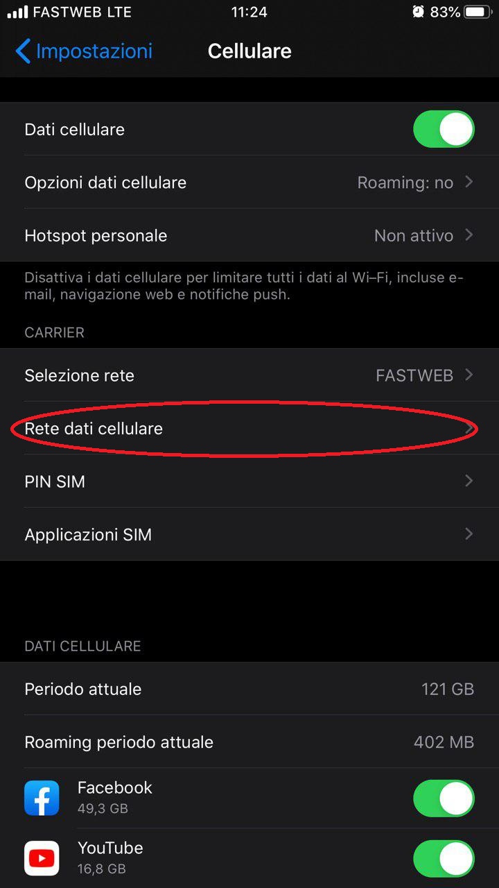 Hotspot - configura APN