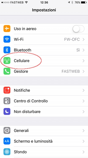 Configurazione Fastweb iPhone