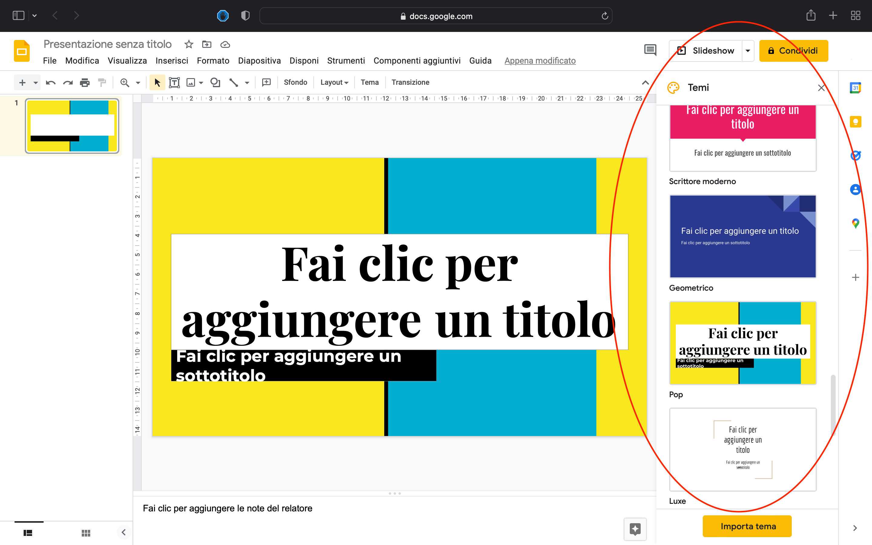 Google Slides e i suoi template Google Slides e i suoi template