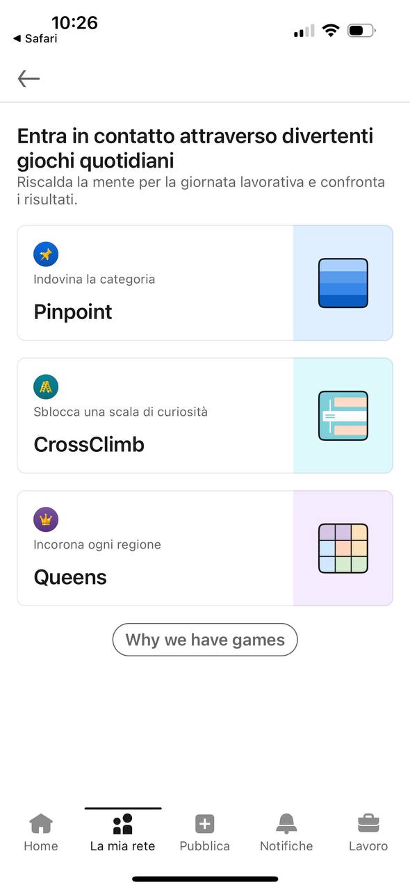 Giochi su linkedin
