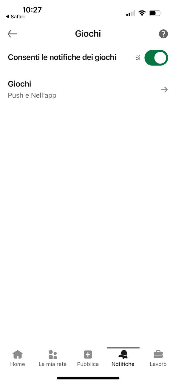 Notifiche giochi su linkedin