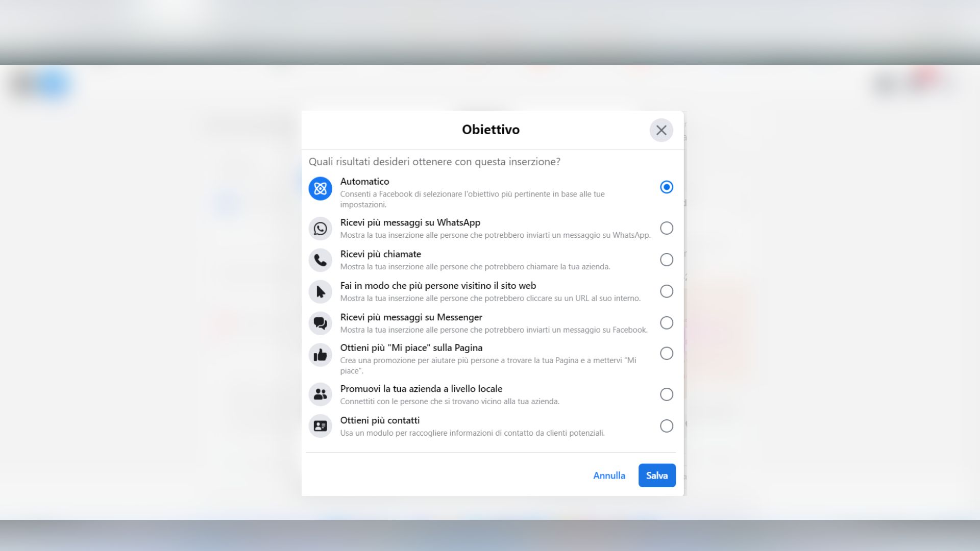 Definire gli obiettivi di una campagna Facebook-Meta Definire gli obiettivi di una campagna Facebook-Meta