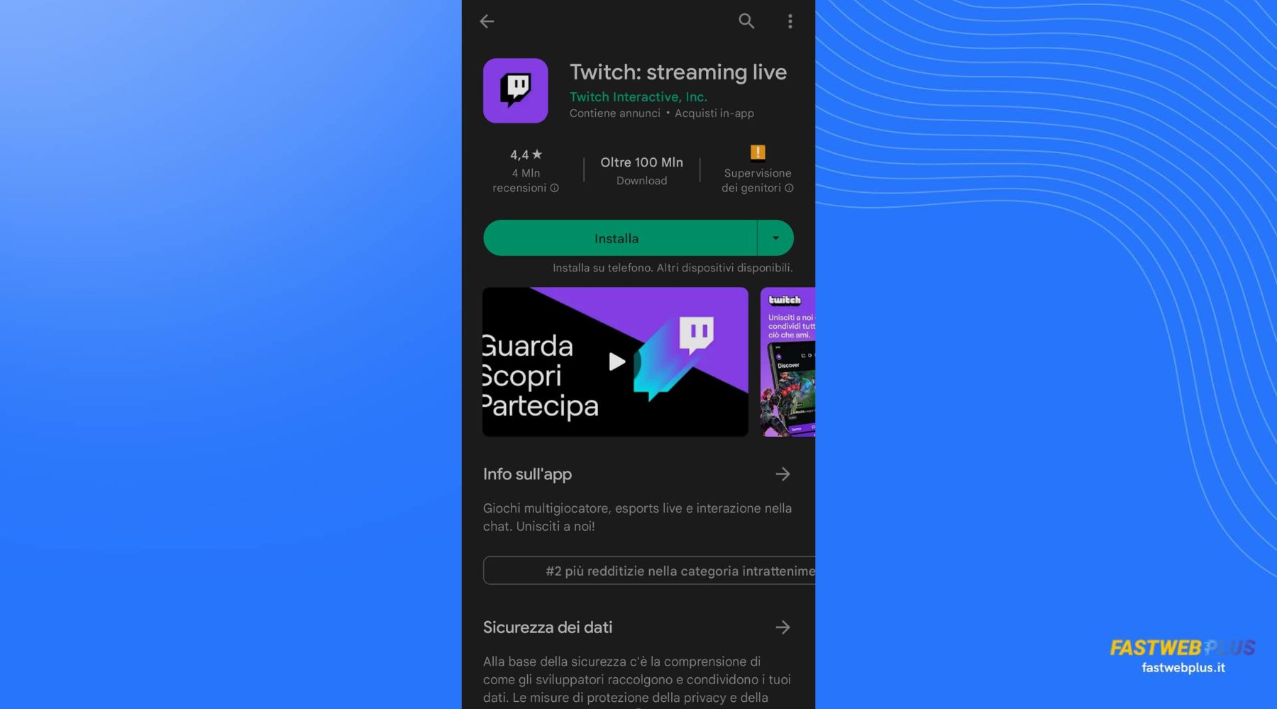 Aprire canale Twitch da app Aprire canale Twitch da app