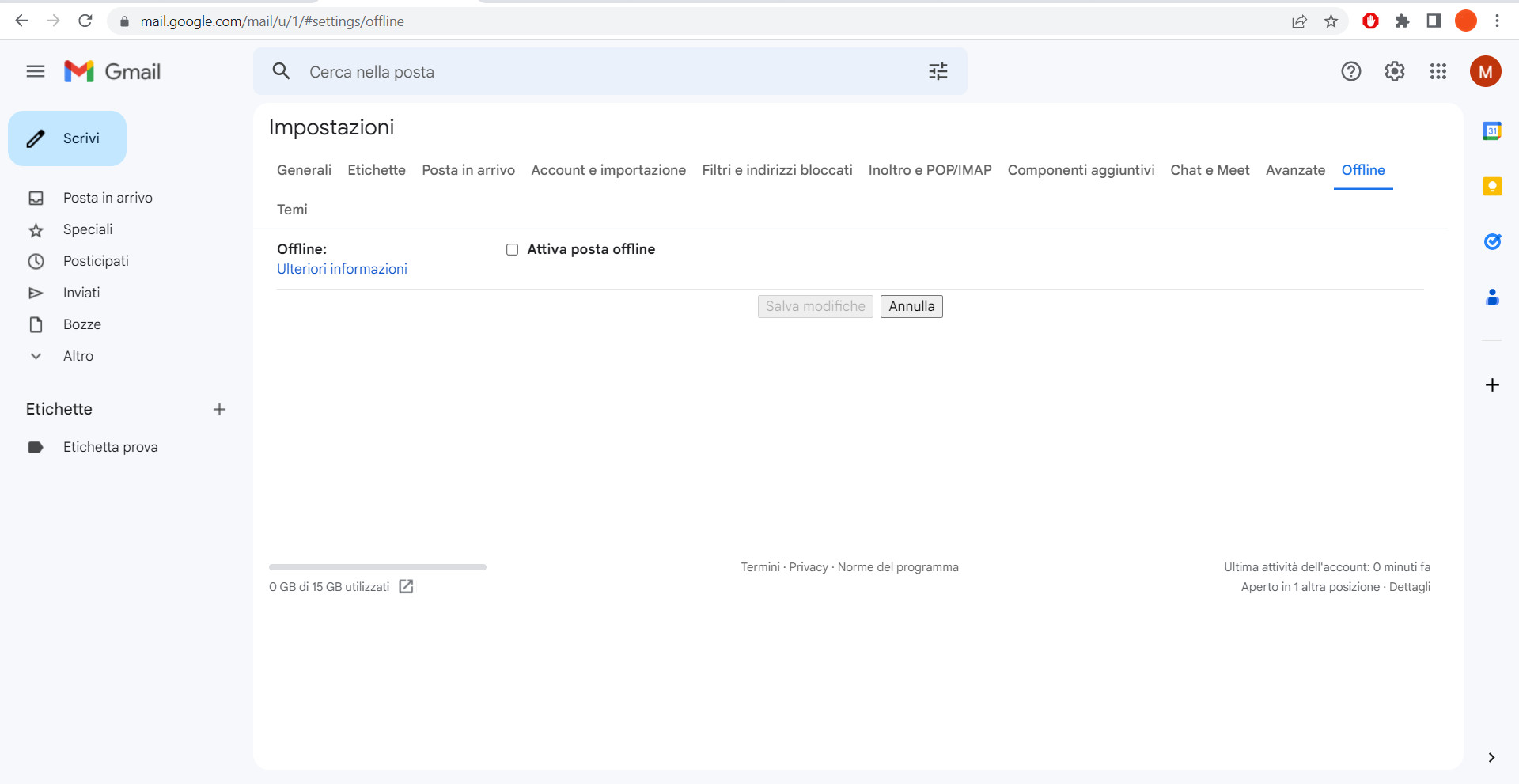 Inbox offline di Gmail