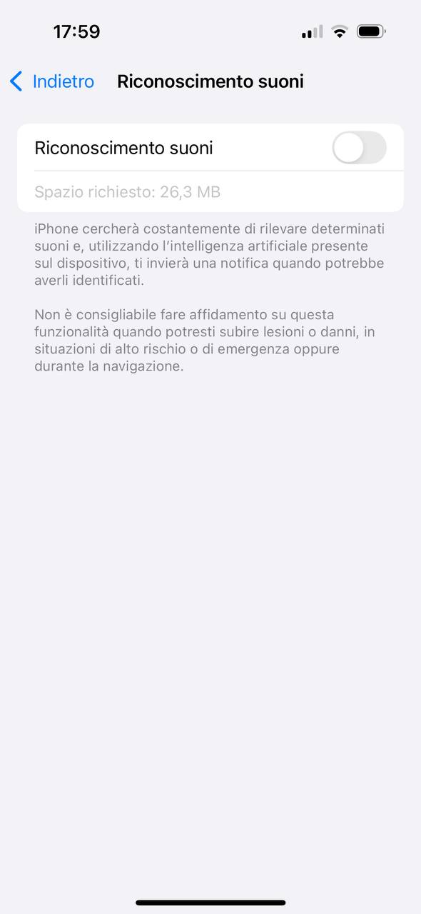 Riconoscimento suoni iphone Riconoscimento suoni iphone