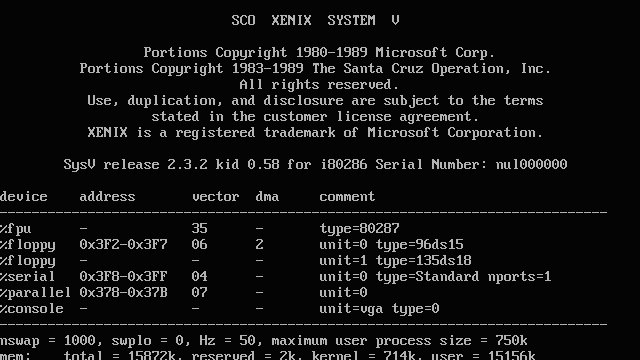 Schermata di Xenix