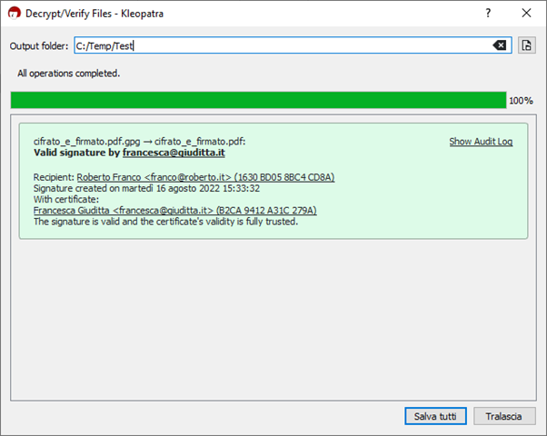 Firmare i file cifrati Firmare i file cifrati