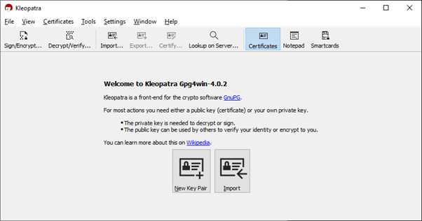 Creazione coppia di chiavi Creazione coppia di chiavi