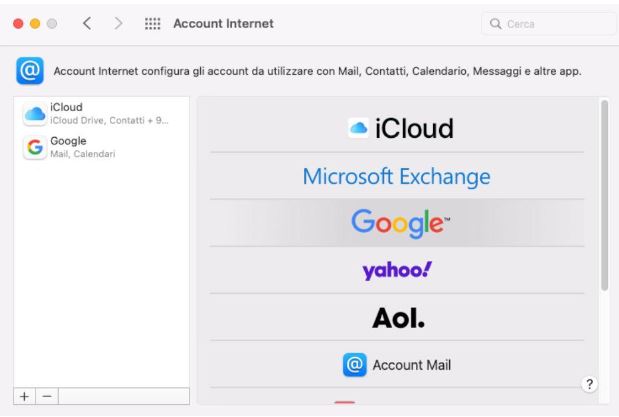 Account google su mac Account google su mac