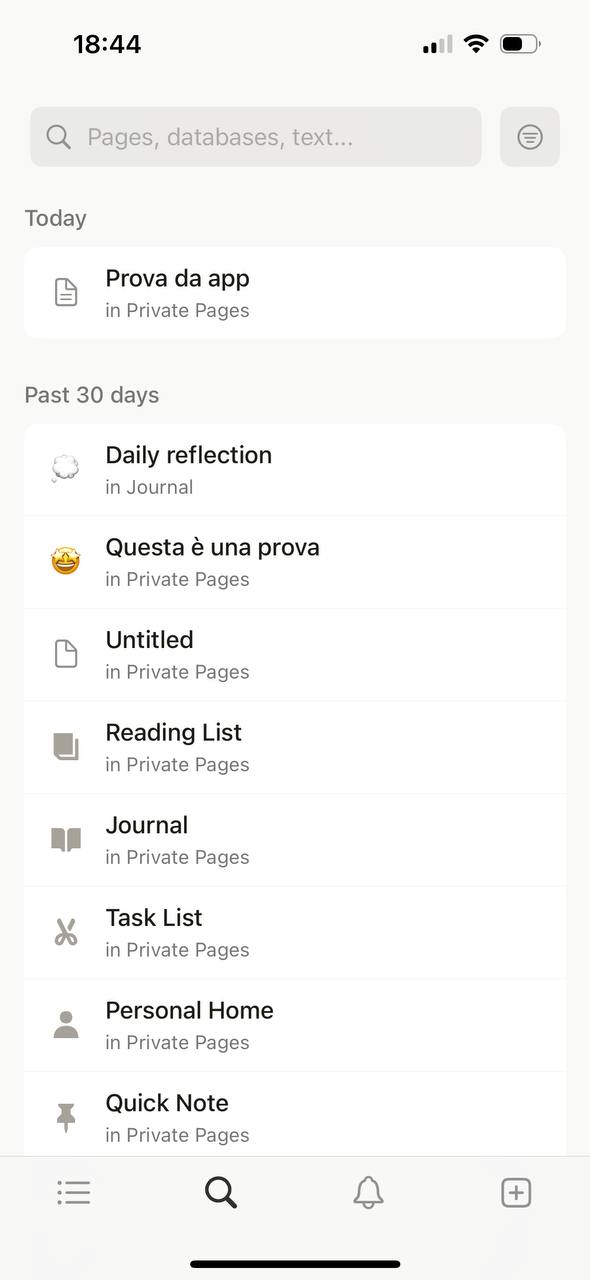 Notion ricerca contenuti