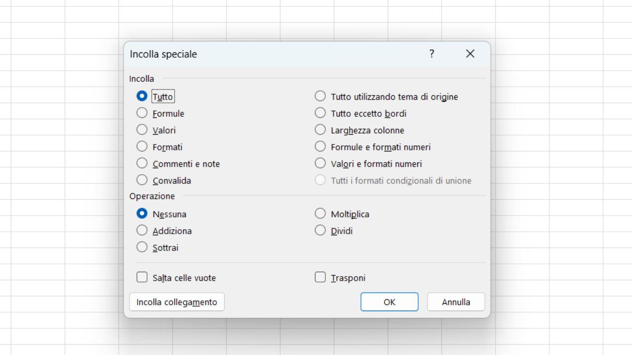 Incolla Speciale Excel Incolla Speciale Excel