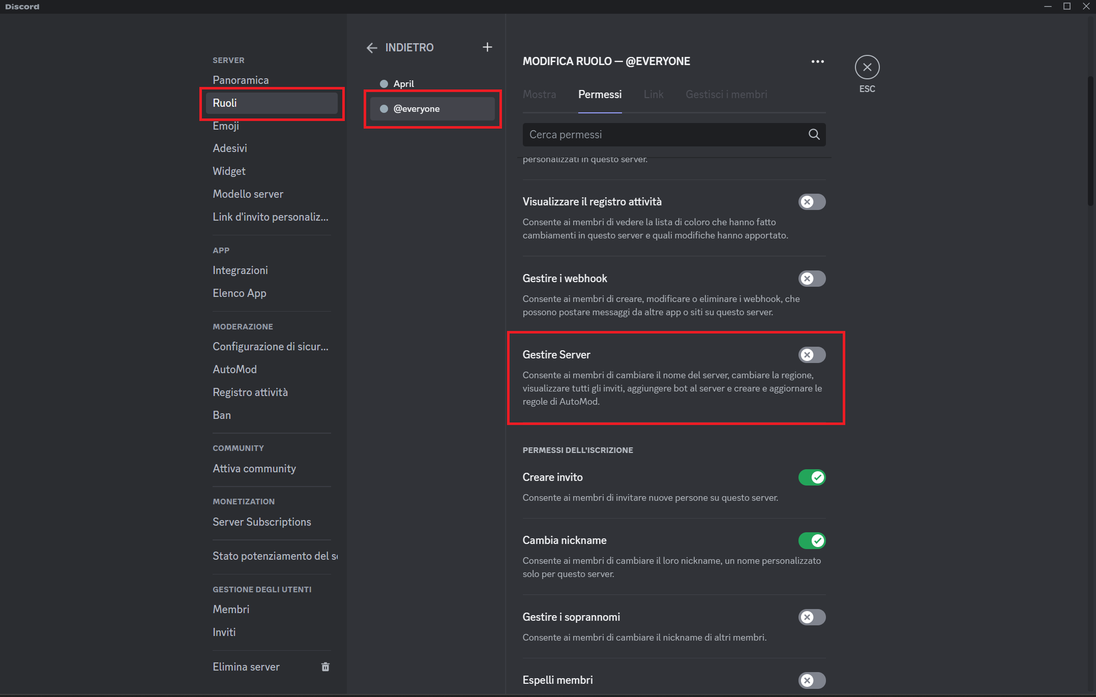 Modificare i permessi dei ruoli su Discord Modificare i permessi dei ruoli su Discord