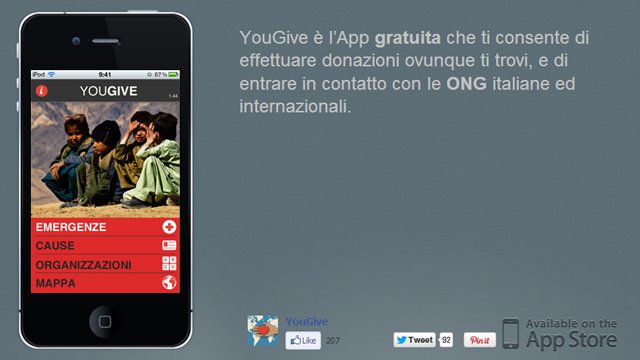 L'home page di YouGive