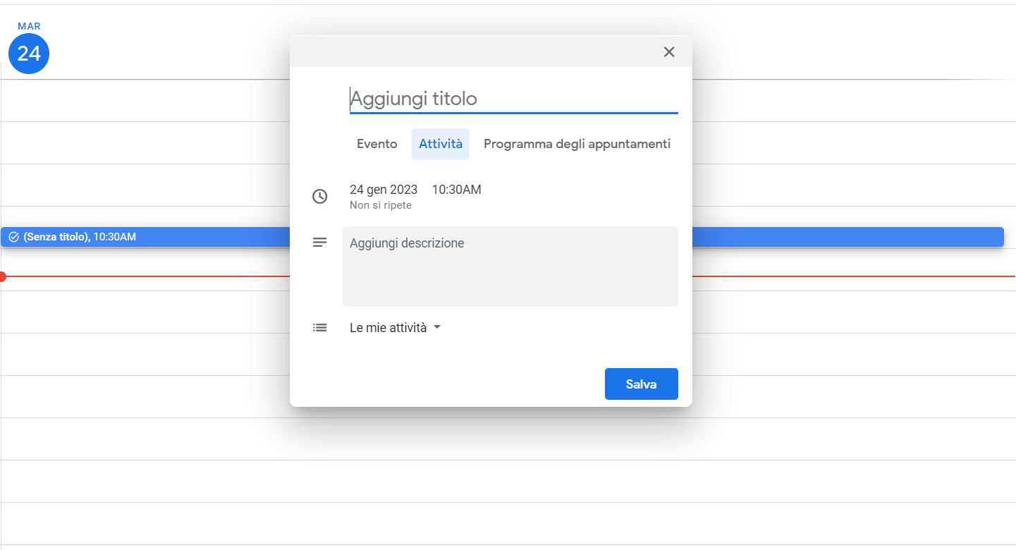 Creare delle attività su Google Calendar Creare delle attività su Google Calendar