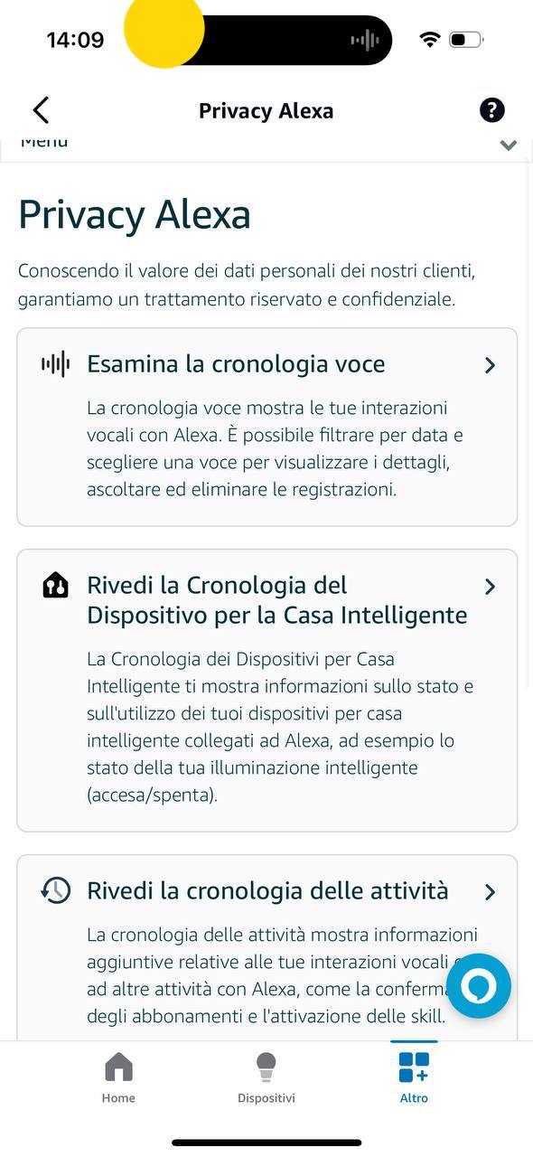 Privacy di Alexa Privacy di Alexa