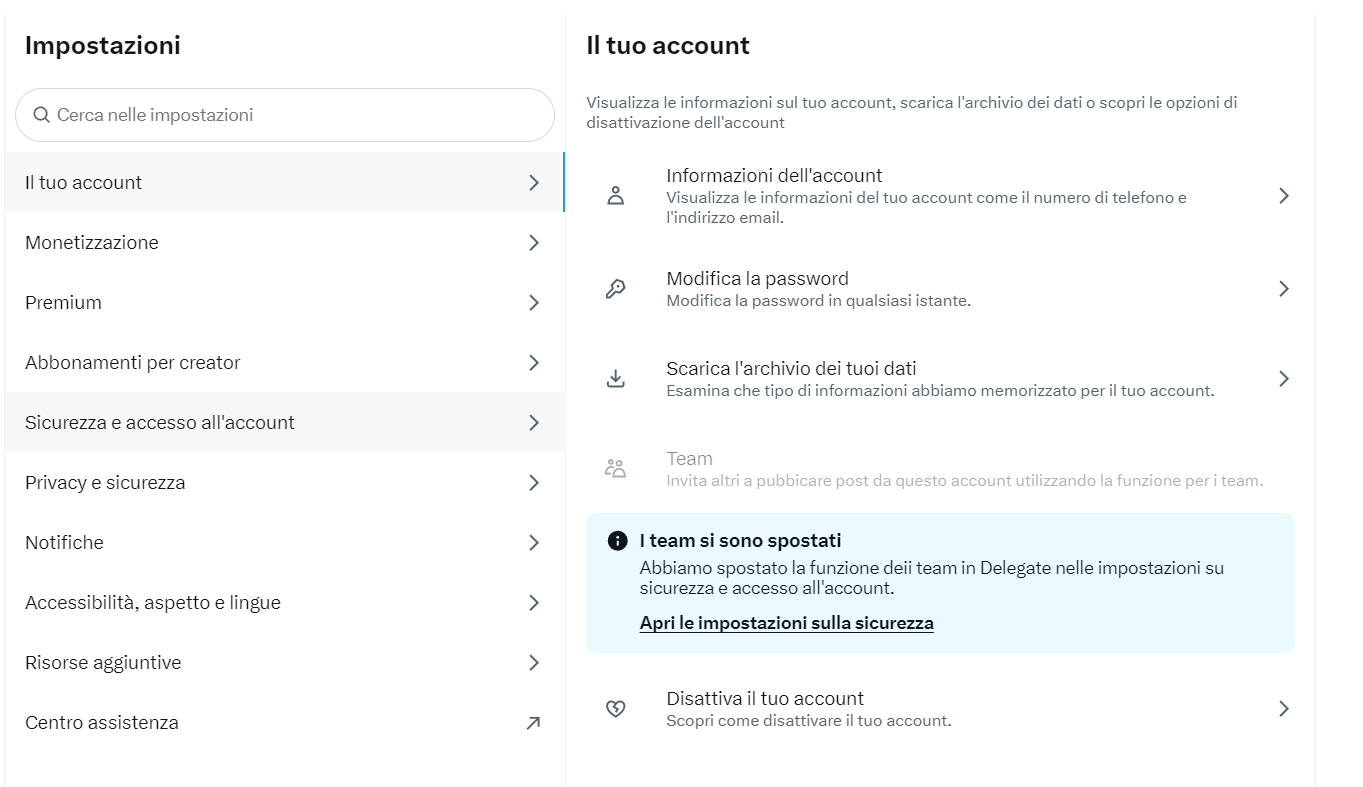Twitter impostazioni desktop