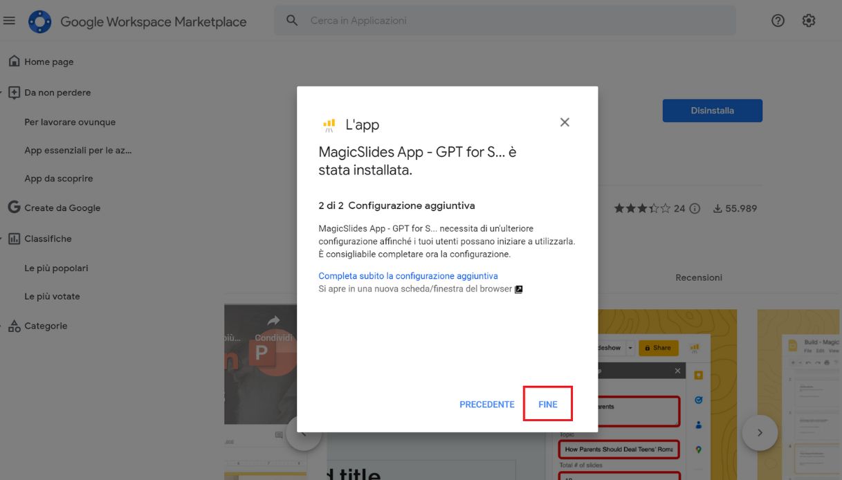 Configurazione di MagicSlides Configurazione di MagicSlides