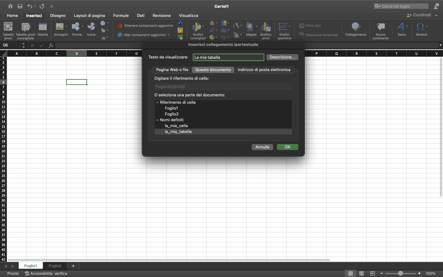 Collegamento a file e a pagine Web