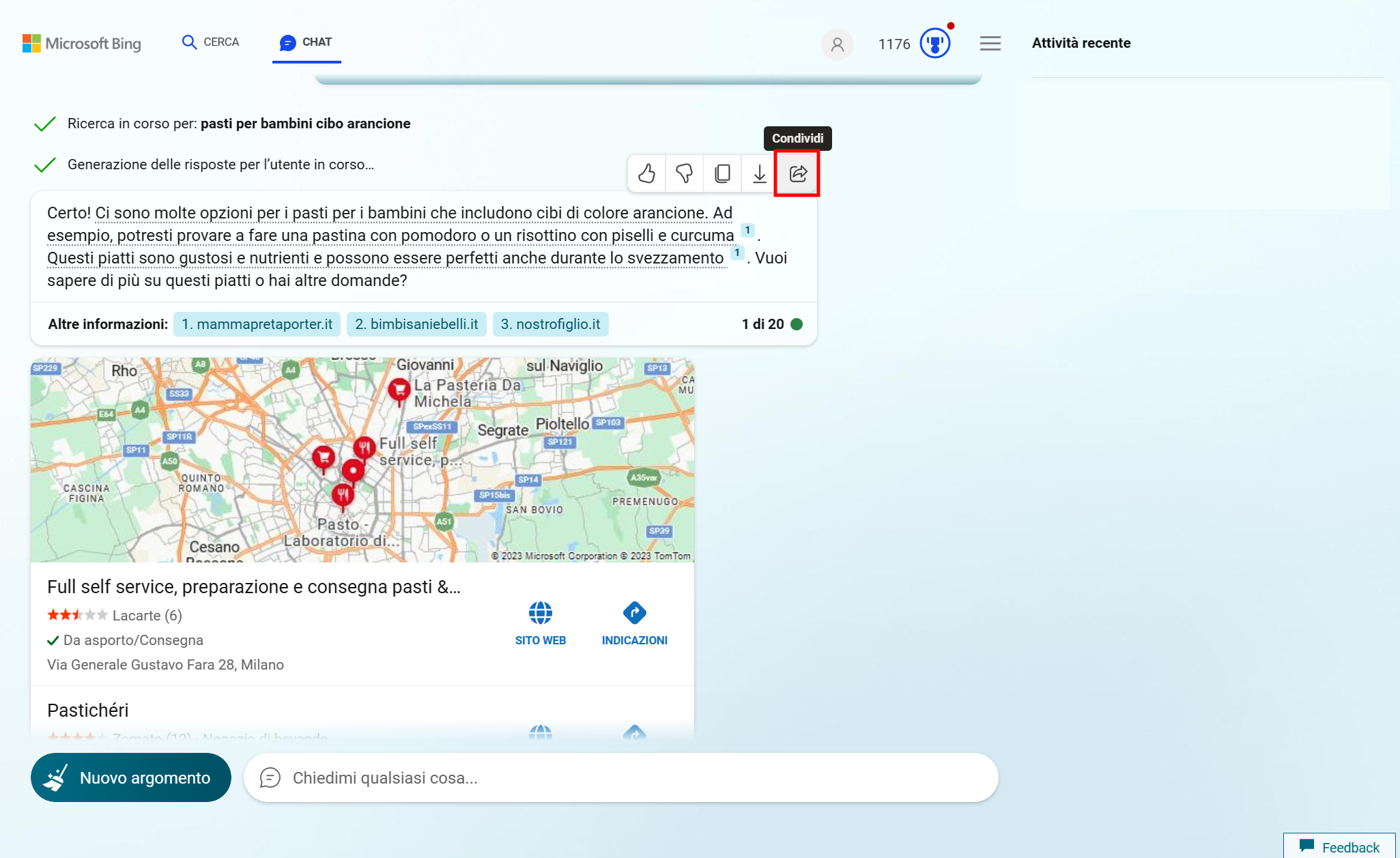 Clic su condividi in chat microsoft bing Clic su condividi in chat microsoft bing