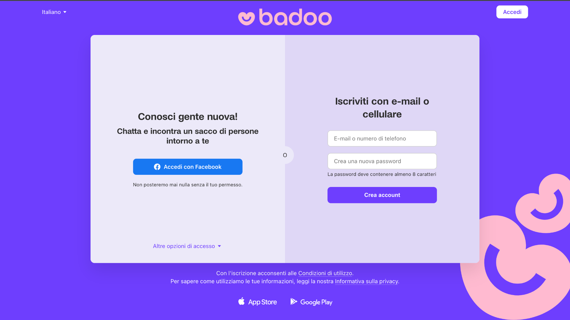 Badoo home page Badoo home page