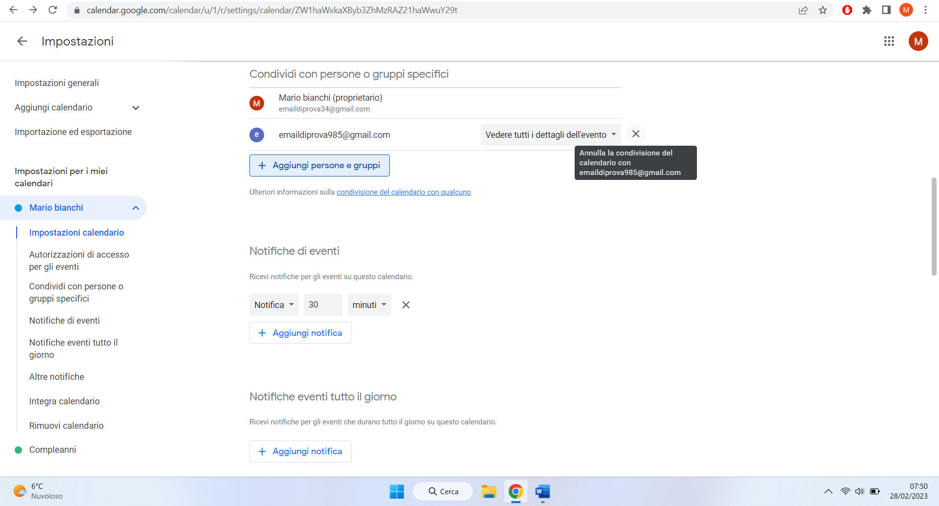 Annullare la condivisione del Calendario di Google Annullare la condivisione del Calendario di Google