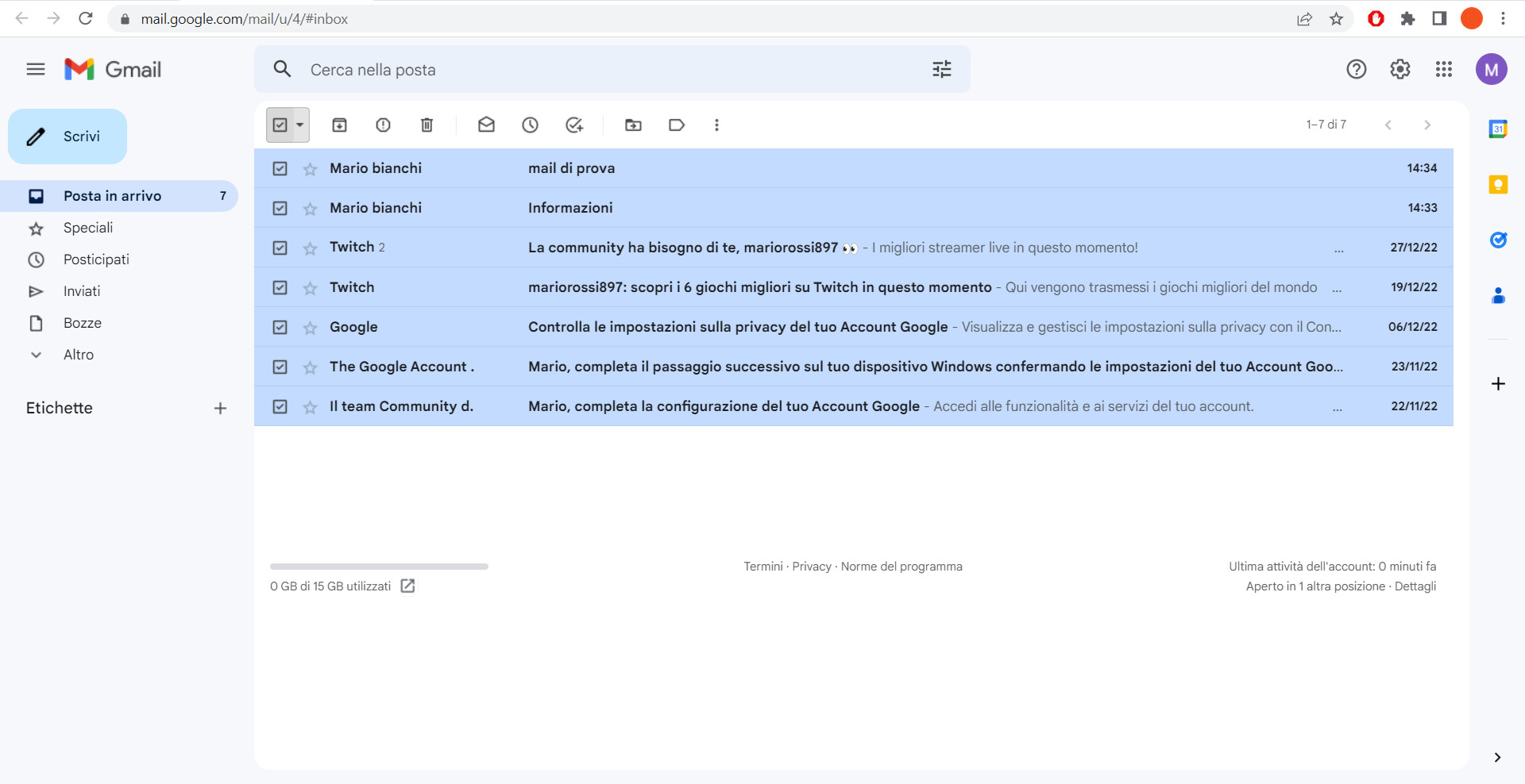 Seleziona tutto Gmail