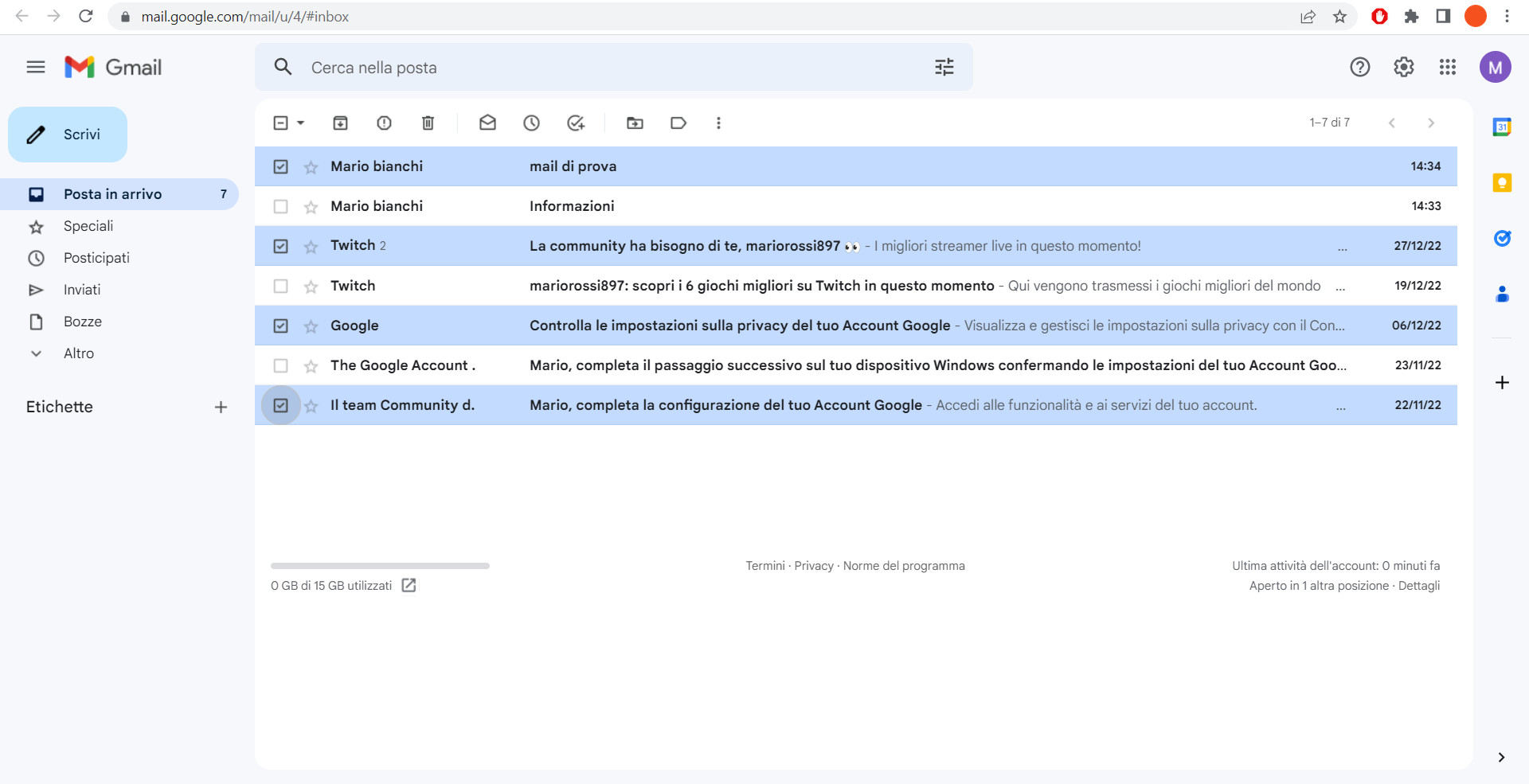  selezionare i messaggi manualmente