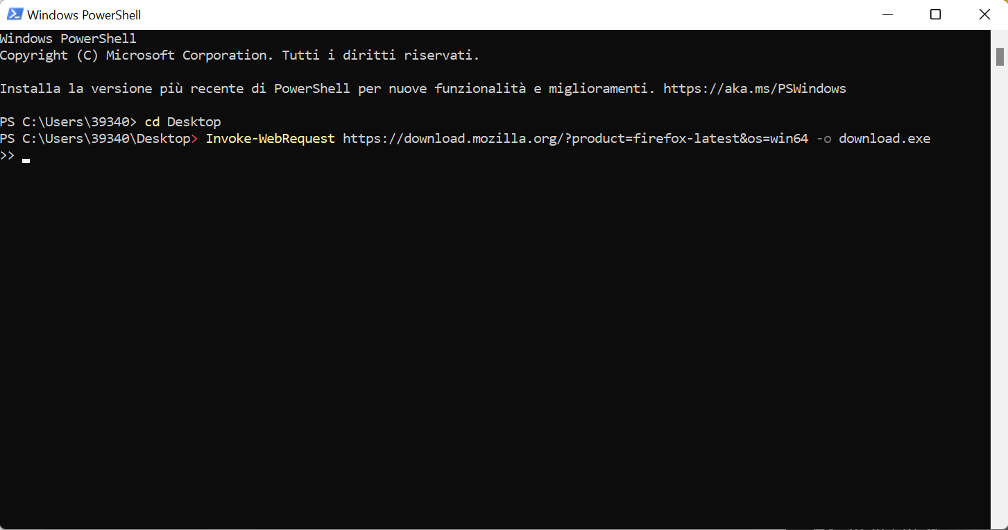 Usare PowerShell Scripting per scaricare browser