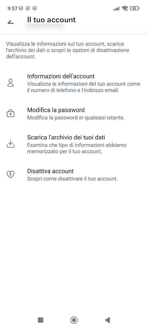 Scaricare dati personali Scaricare dati personali