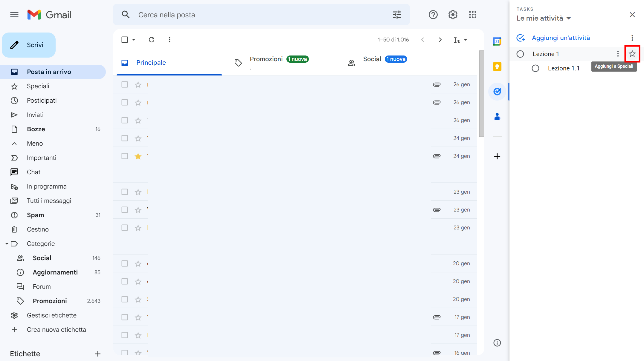 Contrassegnare un’attività come speciale Contrassegnare un’attività come speciale