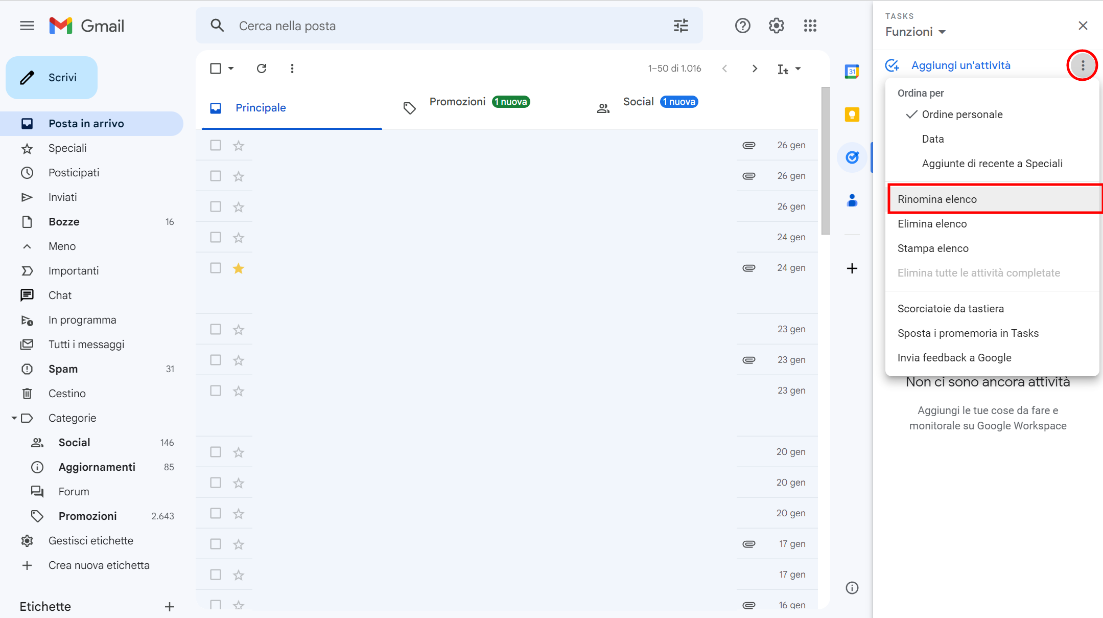 Rinominare una to do list Rinominare una to do list