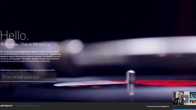La nuova homepage di MySpace