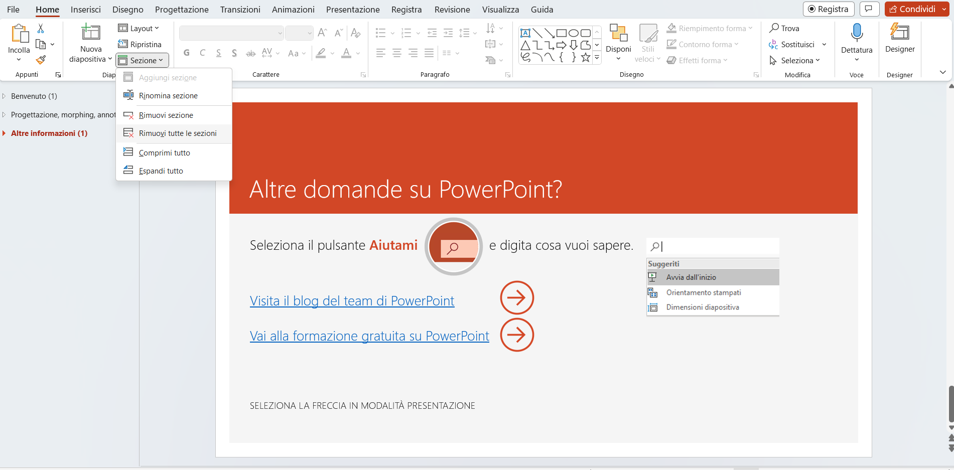 Sezione PowerPoint come eliminare Sezione PowerPoint come eliminare