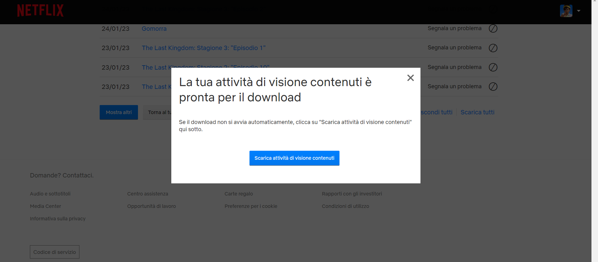 Attività di Netflix Attività di Netflix