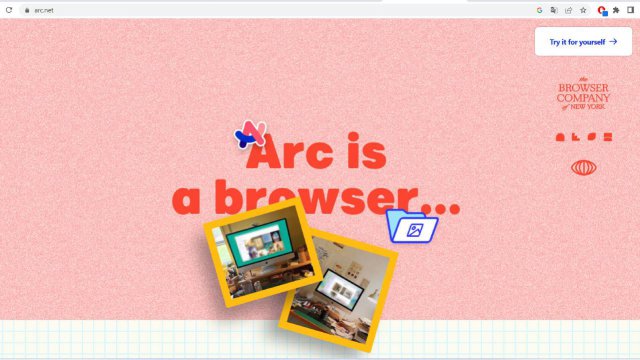 home page Arc Browser