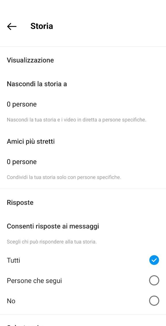 Instagram limitare storie