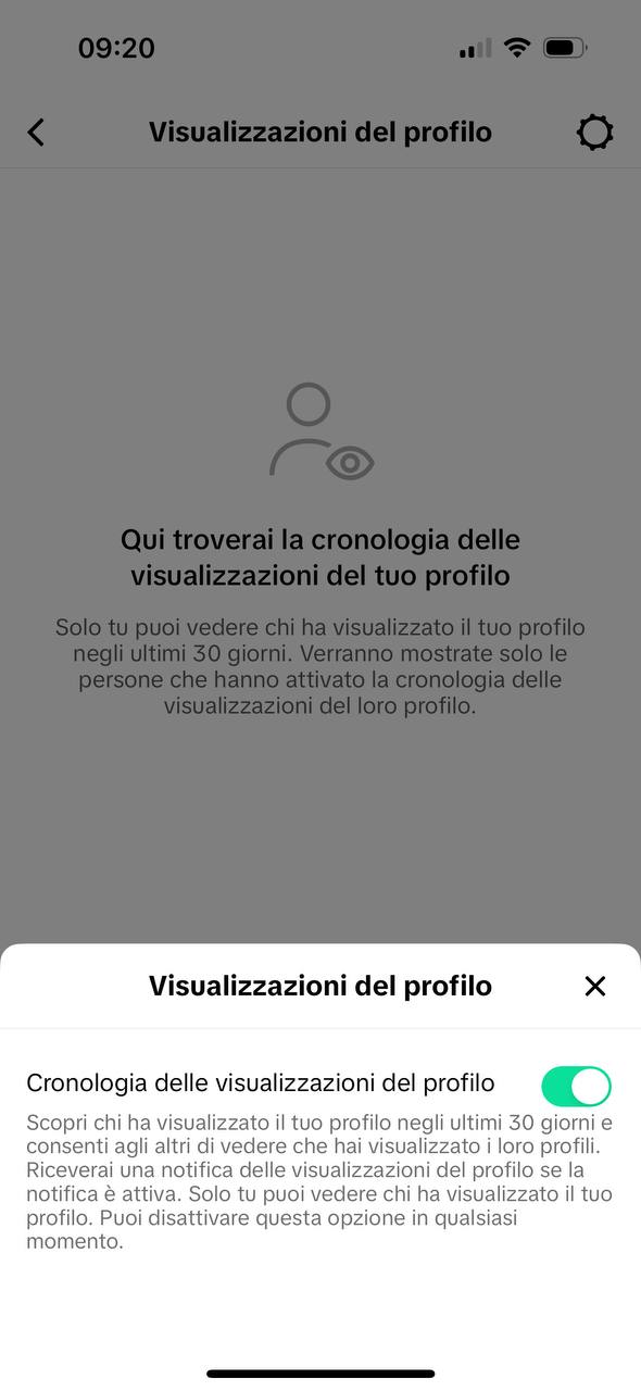 Abilitare disabilitare visualizzazioni profilo