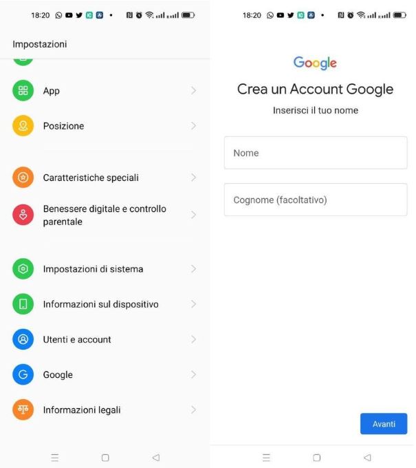 Account google su android