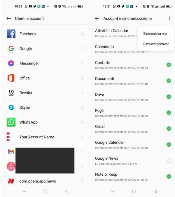 Rimuovere account google android Rimuovere account google android