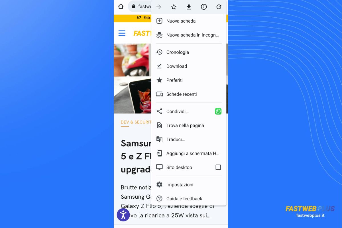 Aggiungere un sito alla schermata Home di Android