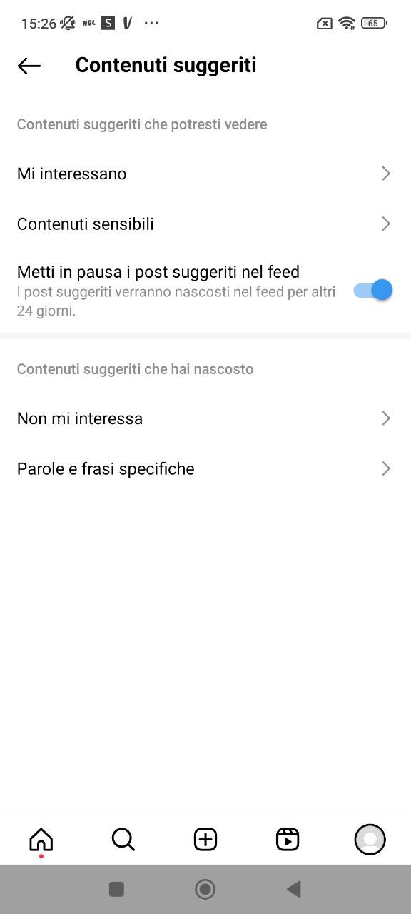 Post suggeriti su instagram