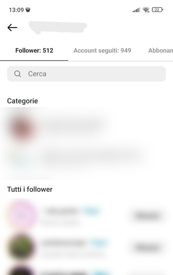Lista di follower su Instagram